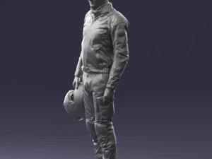 000425 Biker Male Character Holding Helmet Standing Pose 3D Scan 3D Model
