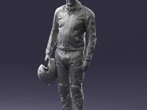 000425 Biker Male Character Holding Helmet Standing Pose 3D Scan 3D Model