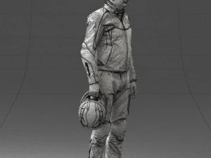 000425 Biker Male Character Holding Helmet Standing Pose 3D Scan 3D Model