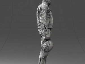 000425 Biker Male Character Holding Helmet Standing Pose 3D Scan 3D Model