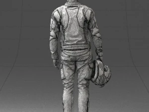 000425 Biker Male Character Holding Helmet Standing Pose 3D Scan 3D Model