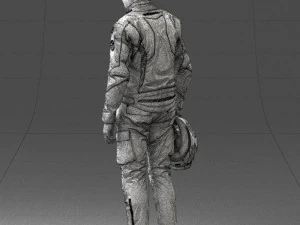000425 Biker Male Character Holding Helmet Standing Pose 3D Scan 3D Model