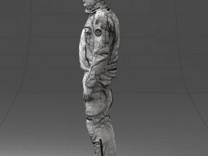 000425 Biker Male Character Holding Helmet Standing Pose 3D Scan 3D Model