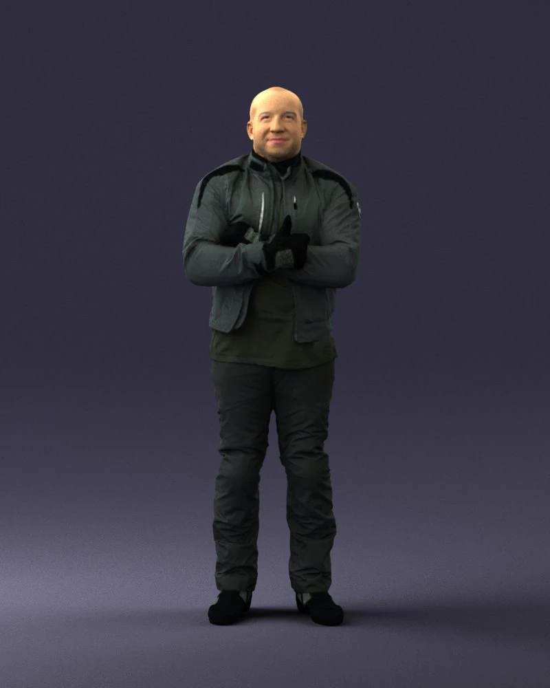 000426 Biker Male Character Arms Crossed Pose 3D Scan 3D Model .c4d .max .obj .3ds .fbx .stl .blend 