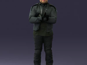 000426 Biker Male Character Arms Crossed Pose 3D Scan 3D Model