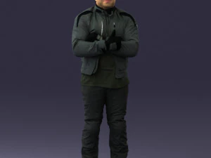 000426 Biker Male Character Arms Crossed Pose 3D Scan 3D Model