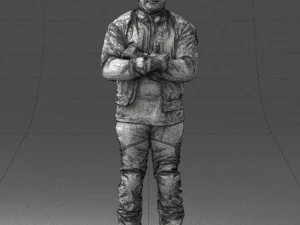 000426 Biker Male Character Arms Crossed Pose 3D Scan 3D Model