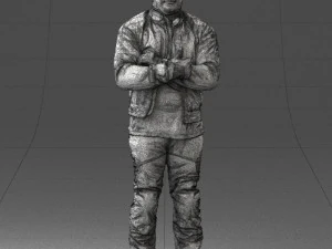 000426 Biker Male Character Arms Crossed Pose 3D Scan 3D Model