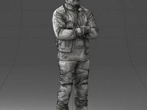 000426 Biker Male Character Arms Crossed Pose 3D Scan 3D Model