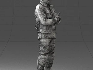 000426 Biker Male Character Arms Crossed Pose 3D Scan 3D Model