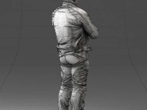 000426 Biker Male Character Arms Crossed Pose 3D Scan 3D Model