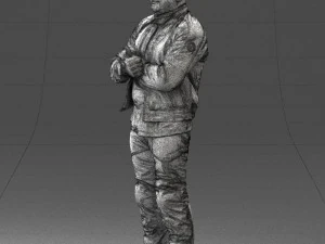 000426 Biker Male Character Arms Crossed Pose 3D Scan 3D Model