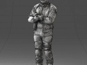 000426 Biker Male Character Arms Crossed Pose 3D Scan 3D Model