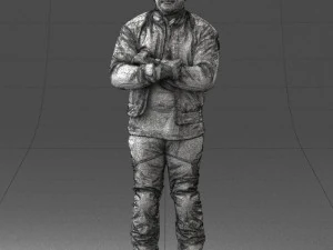 000426 Biker Male Character Arms Crossed Pose 3D Scan 3D Model