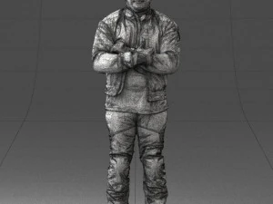 000426 Biker Male Character Arms Crossed Pose 3D Scan 3D Model