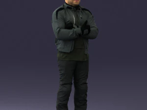 000426 Biker Male Character Arms Crossed Pose 3D Scan 3dp 3D Print Model