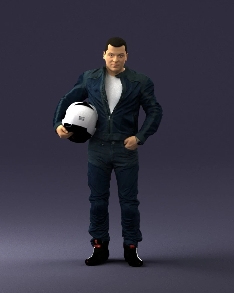 Man in motorcycle clothes 0093 3d print ready 3D Print Model .c4d .max .obj .3ds .fbx .stl .blend 