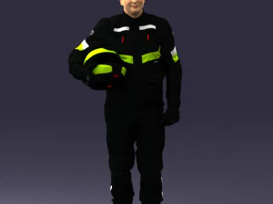 000429 Biker Male Character Holding Helmet 3D Scan 3D Model