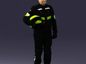 000429 Biker Male Character Holding Helmet 3D Scan 3D Model