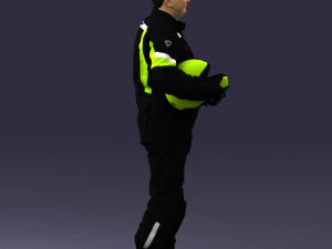 000429 Biker Male Character Holding Helmet 3D Scan 3D Model