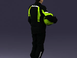 000429 Biker Male Character Holding Helmet 3D Scan 3D Model
