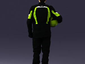 000429 Biker Male Character Holding Helmet 3D Scan 3D Model