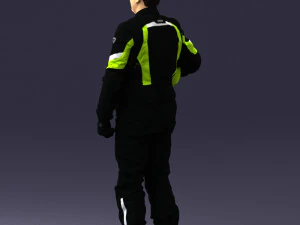 000429 Biker Male Character Holding Helmet 3D Scan 3D Model