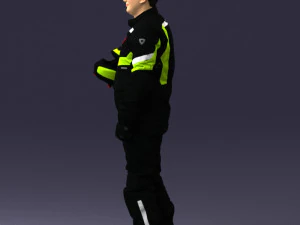 000429 Biker Male Character Holding Helmet 3D Scan 3D Model