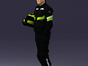 000429 Biker Male Character Holding Helmet 3D Scan 3D Model