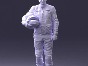 000429 Biker Male Character Holding Helmet 3D Scan 3D Model