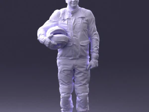000429 Biker Male Character Holding Helmet 3D Scan 3D Model