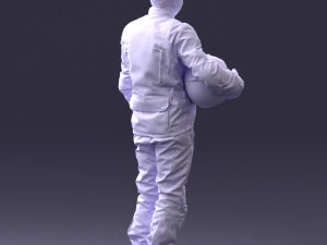 000429 Biker Male Character Holding Helmet 3D Scan 3D Model
