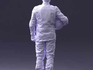 000429 Biker Male Character Holding Helmet 3D Scan 3D Model