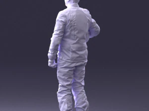 000429 Biker Male Character Holding Helmet 3D Scan 3D Model