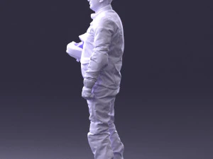 000429 Biker Male Character Holding Helmet 3D Scan 3D Model