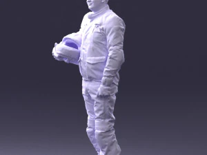000429 Biker Male Character Holding Helmet 3D Scan 3D Model