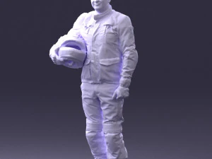 000429 Biker Male Character Holding Helmet 3D Scan 3D Model