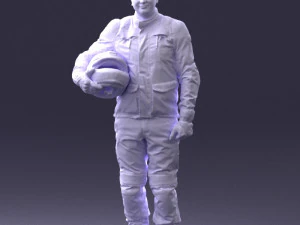 000429 Biker Male Character Holding Helmet 3D Scan 3D Model
