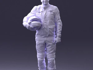 000429 Biker Male Character Holding Helmet 3D Scan 3D Model