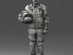 000429 Biker Male Character Holding Helmet 3D Scan 3D Model