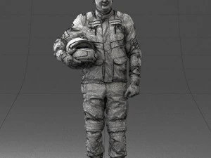 000429 Biker Male Character Holding Helmet 3D Scan 3D Model