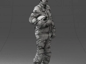 000429 Biker Male Character Holding Helmet 3D Scan 3D Model