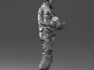 000429 Biker Male Character Holding Helmet 3D Scan 3D Model