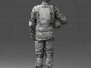 000429 Biker Male Character Holding Helmet 3D Scan 3D Model