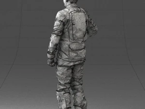 000429 Biker Male Character Holding Helmet 3D Scan 3D Model