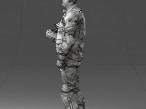 000429 Biker Male Character Holding Helmet 3D Scan 3D Model