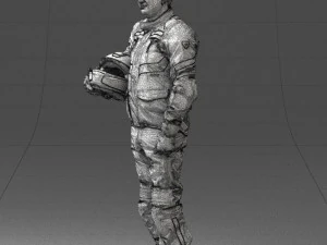 000429 Biker Male Character Holding Helmet 3D Scan 3D Model