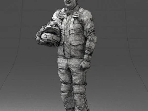000429 Biker Male Character Holding Helmet 3D Scan 3D Model