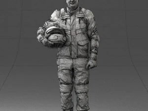 000429 Biker Male Character Holding Helmet 3D Scan 3D Model