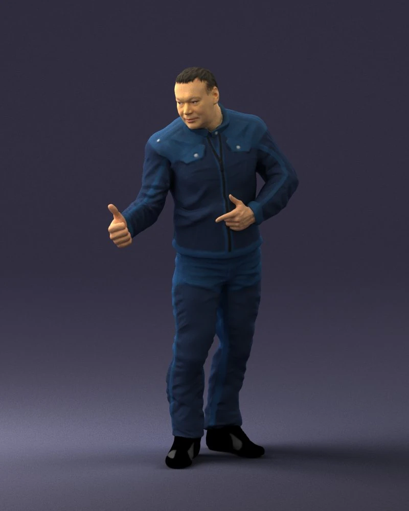 000430 Casual Male Character Thumbs Up Pose 3D Scan 3dp 3D Print Model .c4d .max .obj .3ds .fbx .stl .blend 